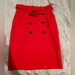 New! Ann Taylor Belted Red Trench Pencil Skirt